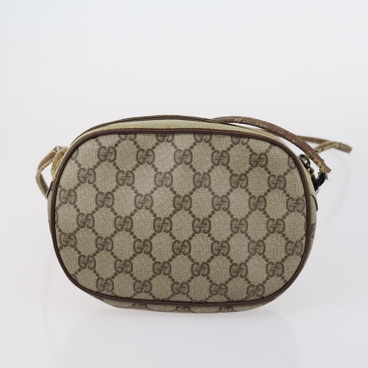 Gucci GUCCI GG Canvas Shoulder Bag Leather 3 Set Beige Dark Brown Authentic 152612