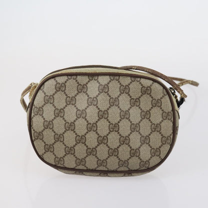 Gucci GUCCI GG Canvas Shoulder Bag Leather 3 Set Beige Dark Brown Authentic 152612
