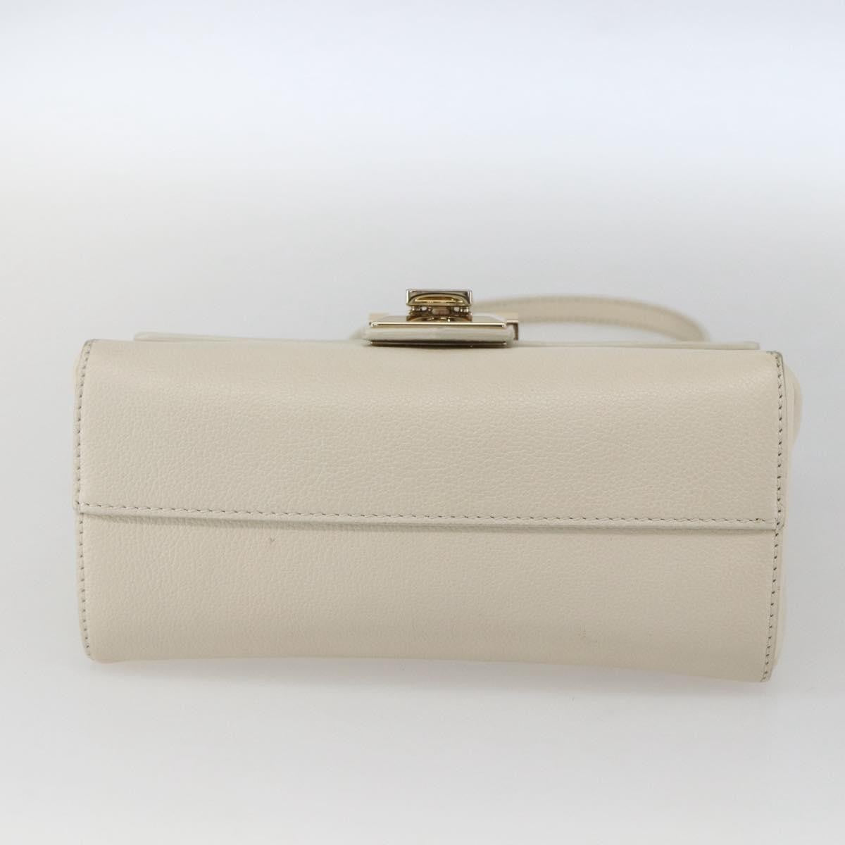Jimmy Choo Jimmy Choo Chain Shoulder Bag Leather White Gold Authentic bs31956