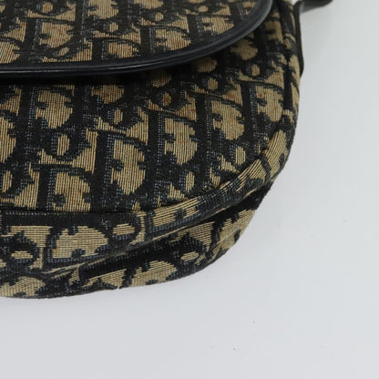 Dior Christian Dior Trotter Canvas Shoulder Bag Navy Gold Authentic BD2178