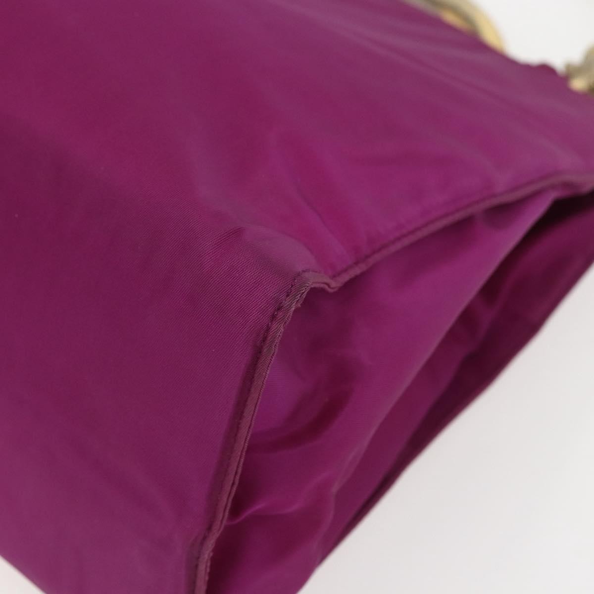 Prada PRADA Hand Bag Nylon Metal Purple Gold Authentic 155416