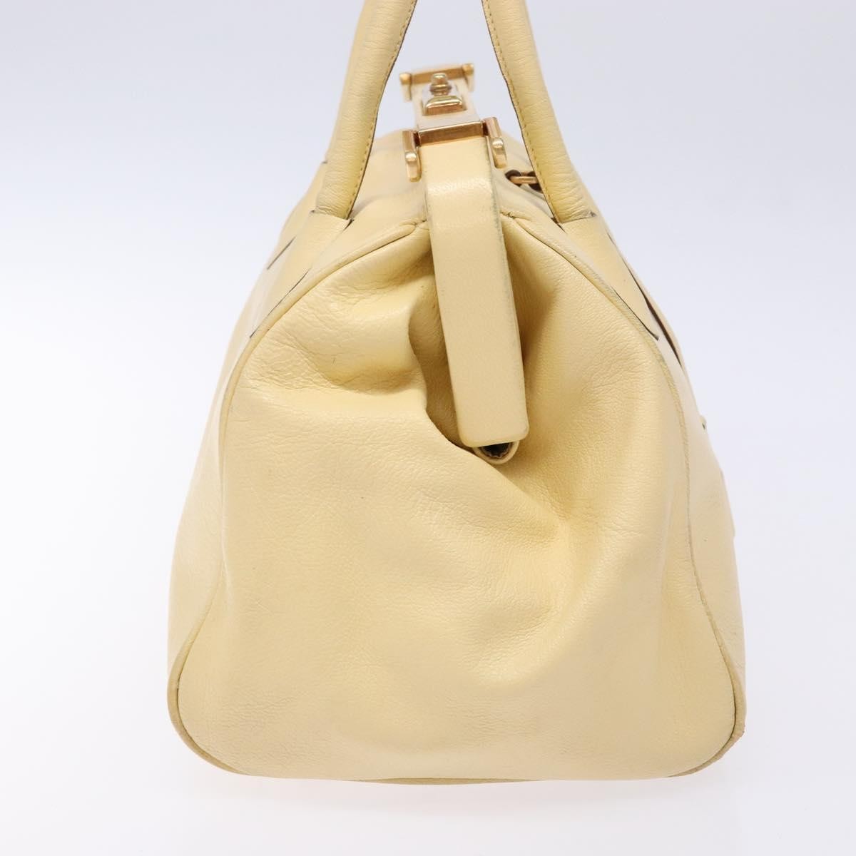Prada PRADA Gamaguchi Hand Bag Leather Beige Gold Authentic 135924