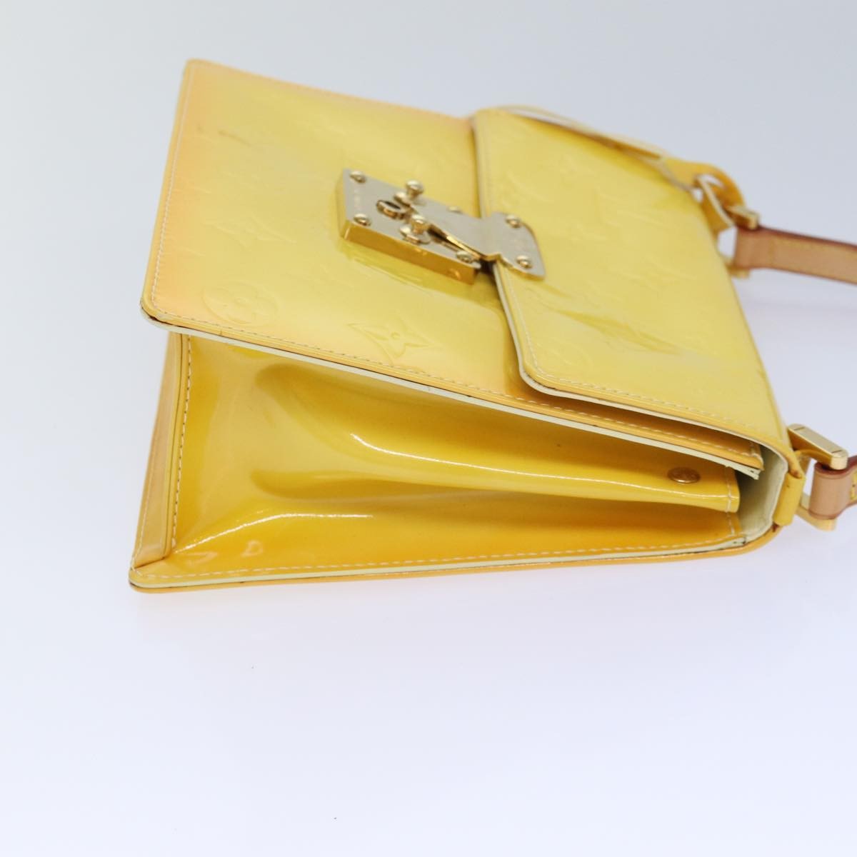 Louis Vuitton LOUIS VUITTON Monogram Vernis Spring Street Bag Lime Yellow M91068 Authentic 86715