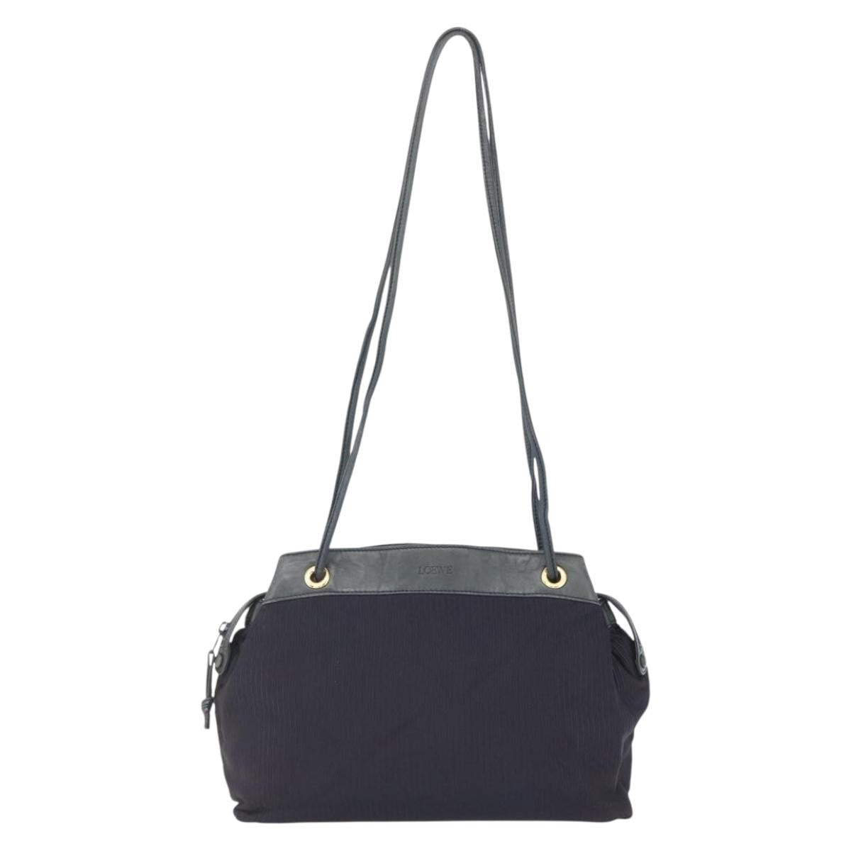 Loewe LOEWE Shoulder Bag Nylon Navy Gold Authentic 159401