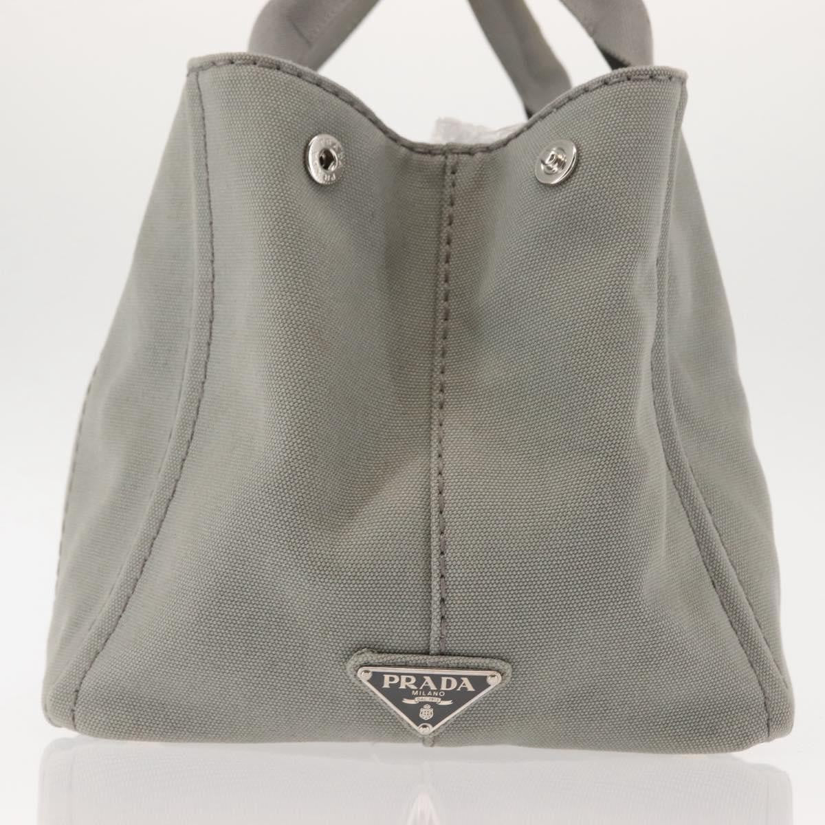 Prada PRADA Canapa MM Hand Bag Canvas Gray Silver Authentic hk3116