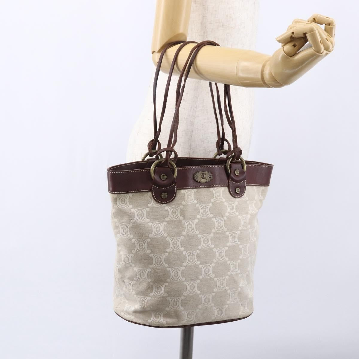 Celine CELINE Macadam Canvas Tote Bag Beige Authentic bs30631