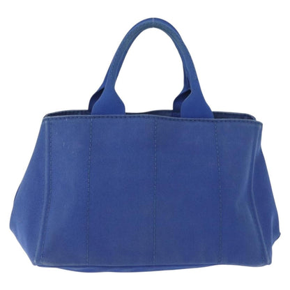 Prada PRADA Canapa MM Hand Bag Canvas Blue Gold Authentic 162140