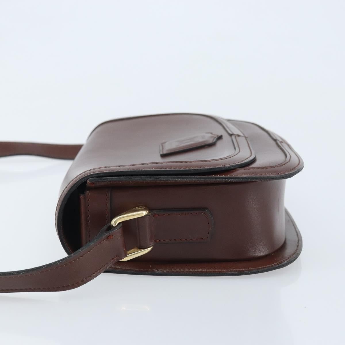 Celine CELINE Shoulder Bag Leather Brown Gold Authentic YKZ128