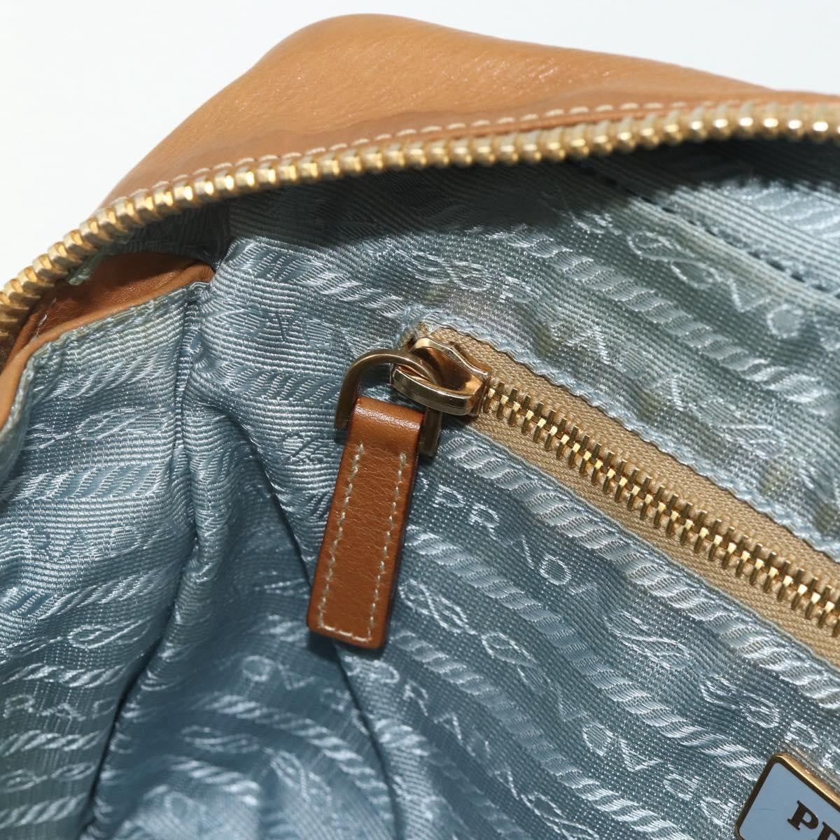 Prada PRADA Shoulder Bag Nylon Light Blue Gold Authentic 179021