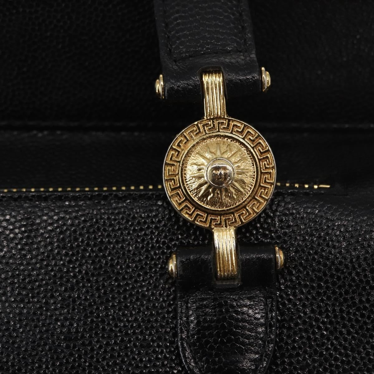 Versace VERSACE Tote Bag Leather Black Gold Authentic BA8013