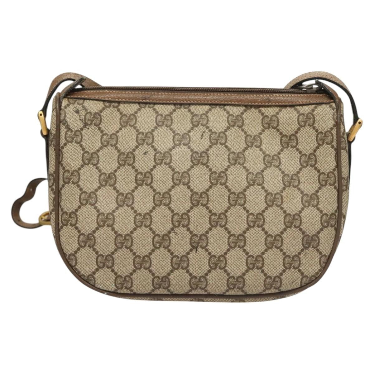 Gucci GUCCI GG Supreme Web Sherry Line Bag PVC Beige Gold 89 02 032 Authentic 128996
