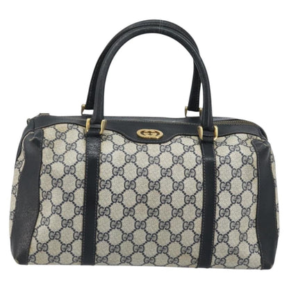 Gucci GUCCI GG Supreme Hand Bag PVC Navy Gold Authentic YKZ165