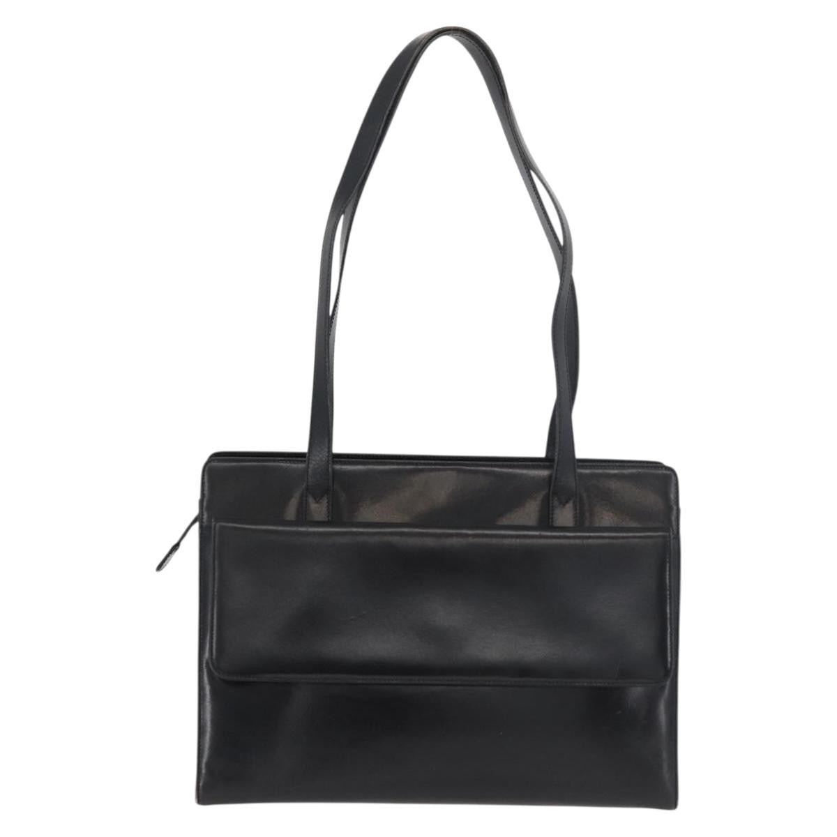 Gucci GUCCI Tote Bag Leather Black Silver Authentic 175365