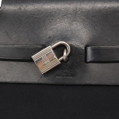 Hermès Hermès HERMES Herbag MM Hand Bag Canvas Leather Black Silver Authentic gh1501
