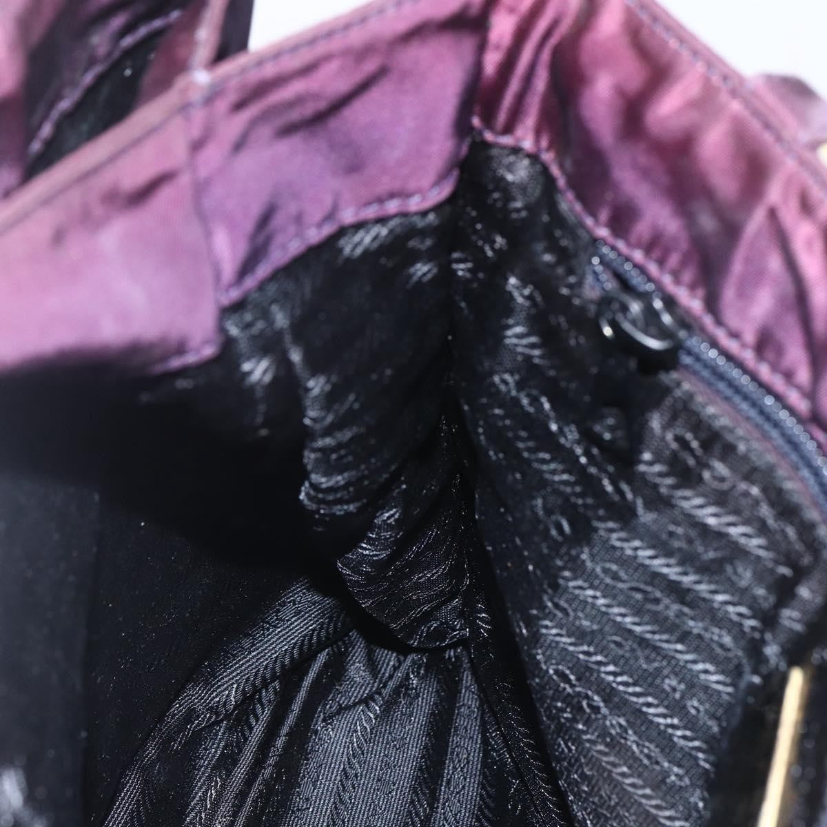 Prada PRADA Hand Bag Nylon Metal Purple Gold Authentic 155415