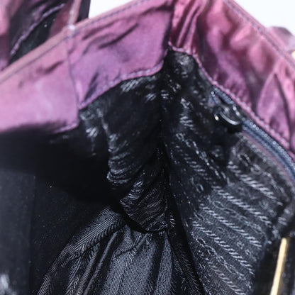 Prada PRADA Hand Bag Nylon Metal Purple Gold Authentic 155415
