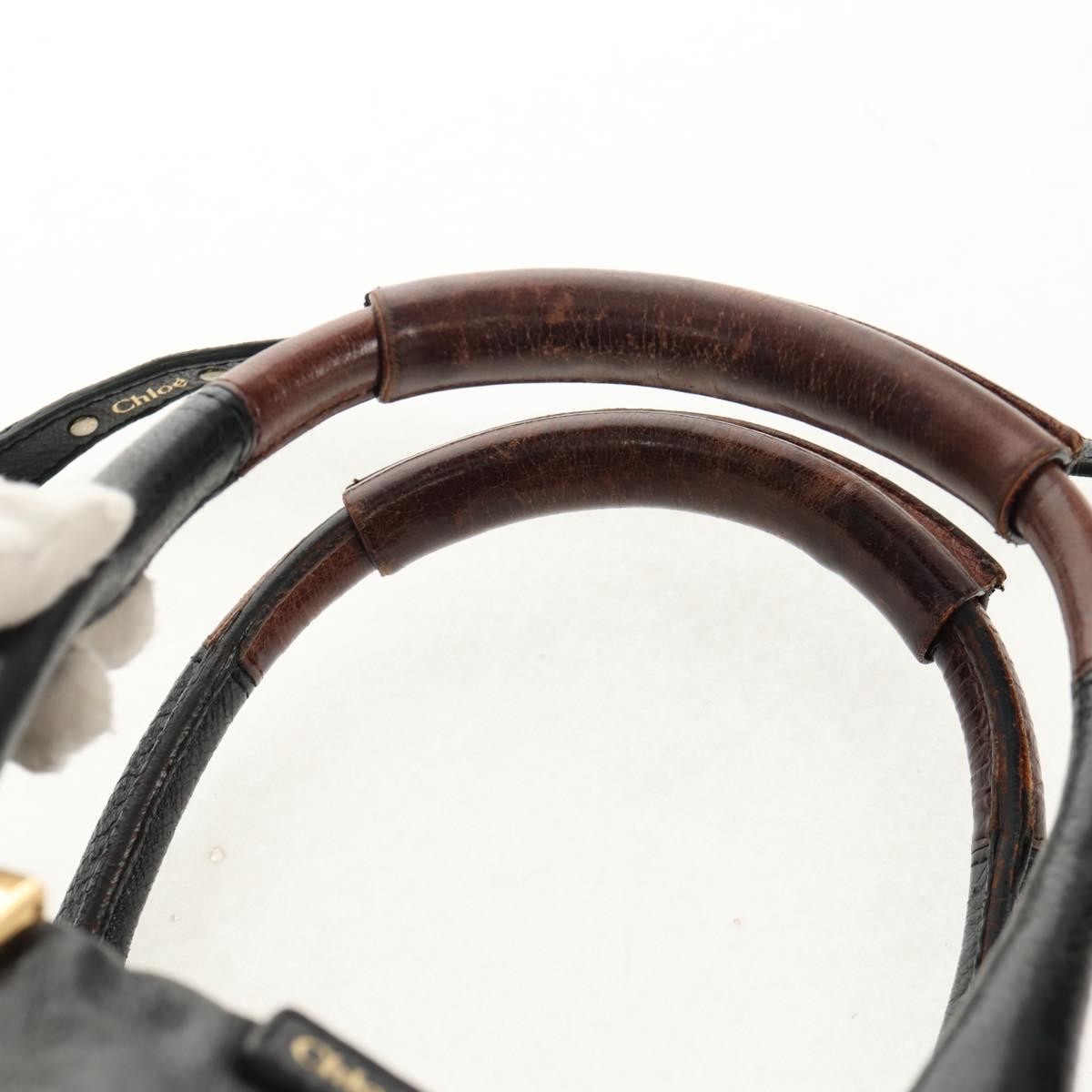 Chloé Chloé Chloe Etel Hand Bag Leather 2way Black Gold Authentic 156936