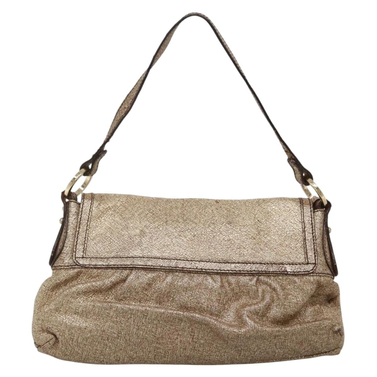 Fendi FENDI Shoulder Bag Leather Gold Authentic ep10421