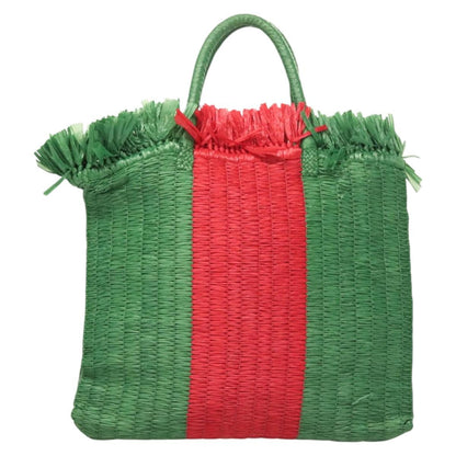 Gucci GUCCI Hand Bag Straw Green Red 524810 Authentic bs26626