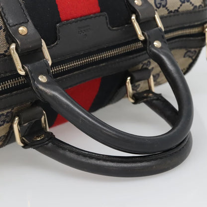Gucci GUCCI GG Canvas Sherry Line Hand Bag PVC Navy Gold 247205 Authentic 131724