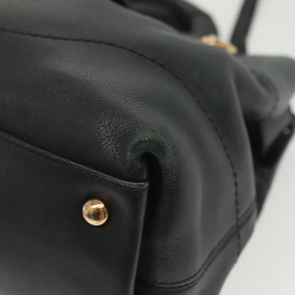Salvatore Ferragamo Salvatore Ferragamo Gancini Hand Bag Leather 2way Navy Gold Authentic 141427
