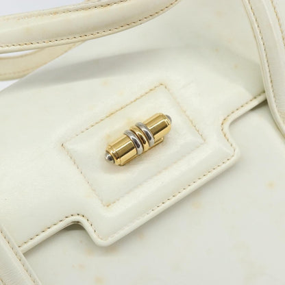 Gucci GUCCI Hand Bag Leather White Gold Authentic 154583