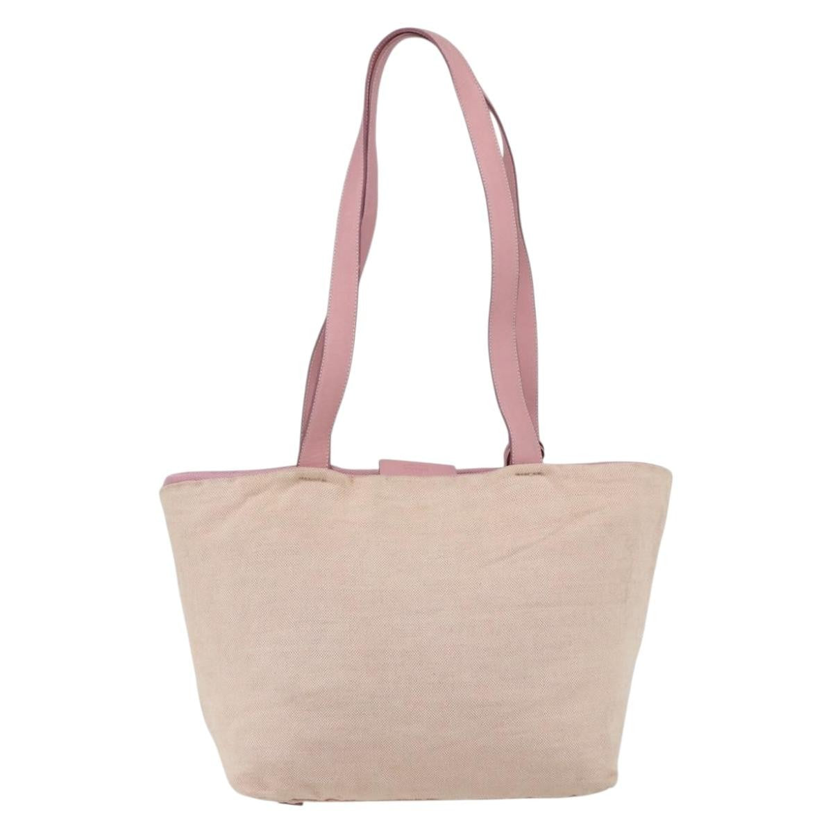Prada PRADA Tote Bag Canvas Pink Silver Authentic bs33108