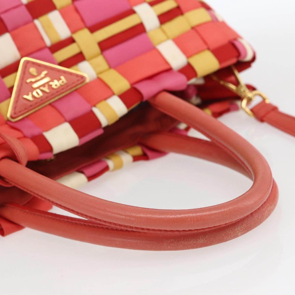 Prada PRADA Hand Bag Nylon 2way Red Gold Authentic 164691