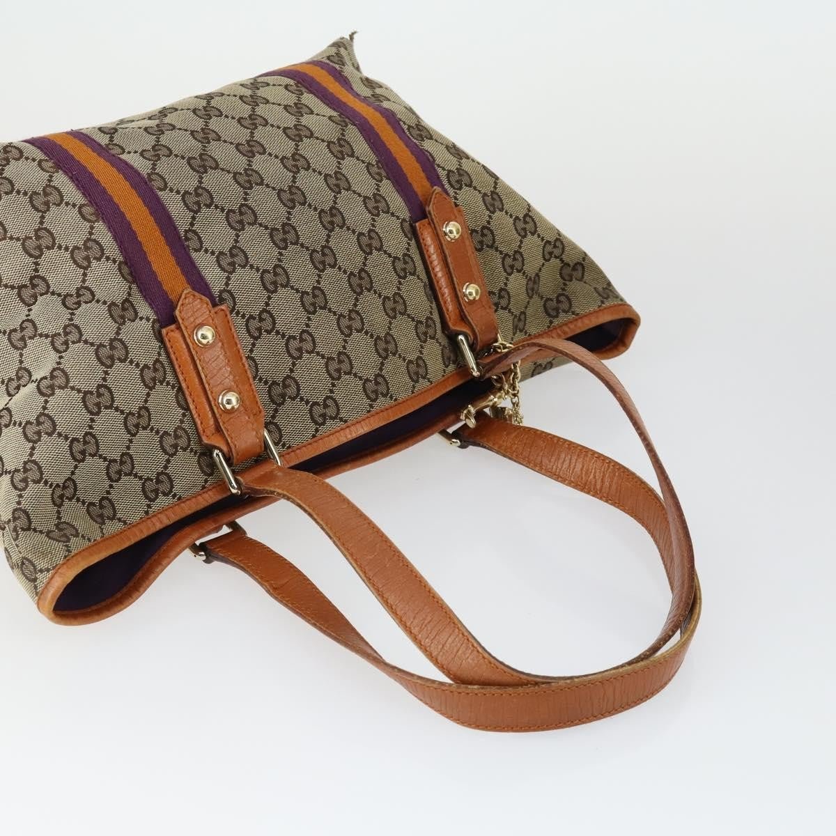 Gucci GUCCI GG Supreme Web Sherry Line Tote Bag PVC 5 Set Beige Red Authentic mr1849
