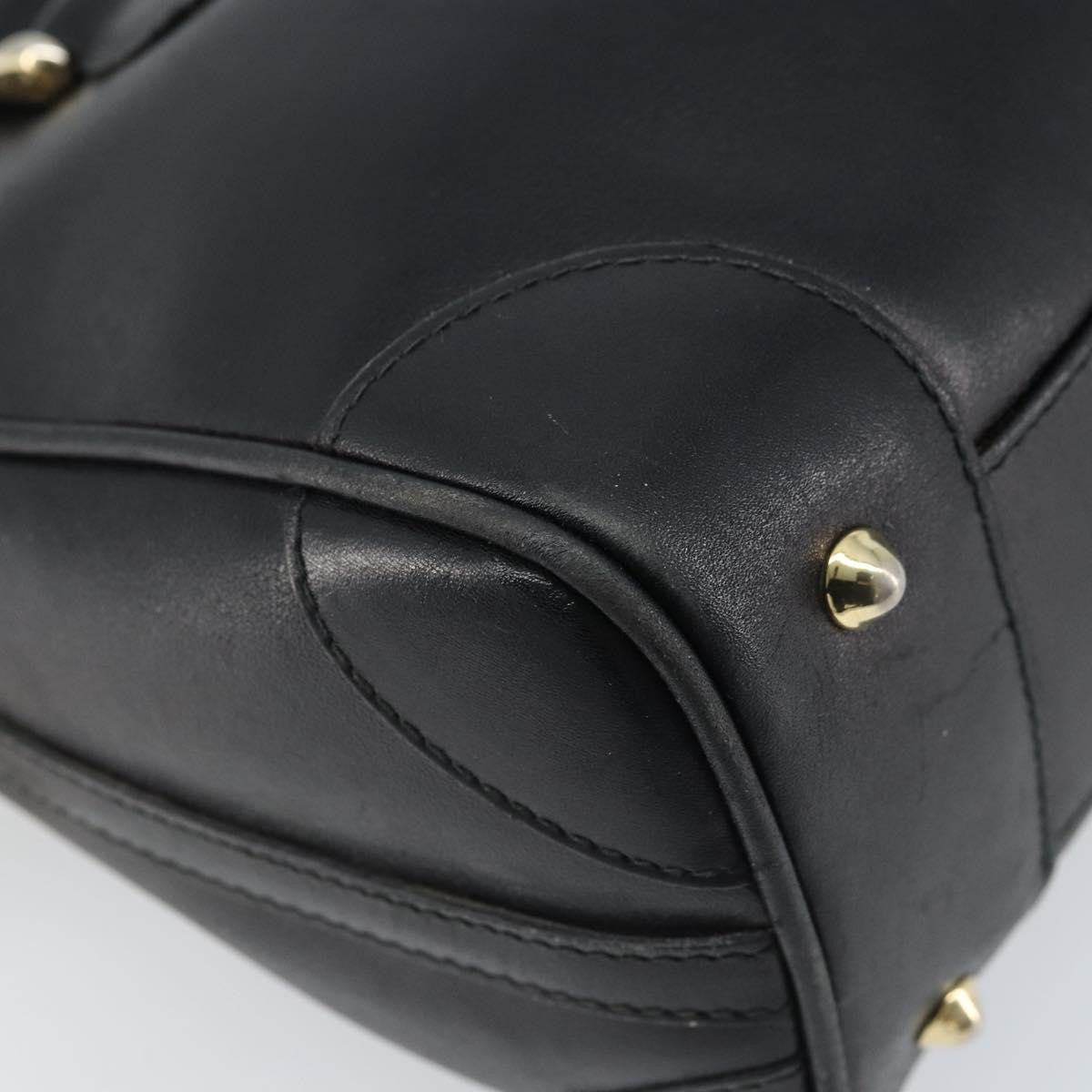 Gucci GUCCI Hand Bag Leather Black Gold Authentic BSZ350
