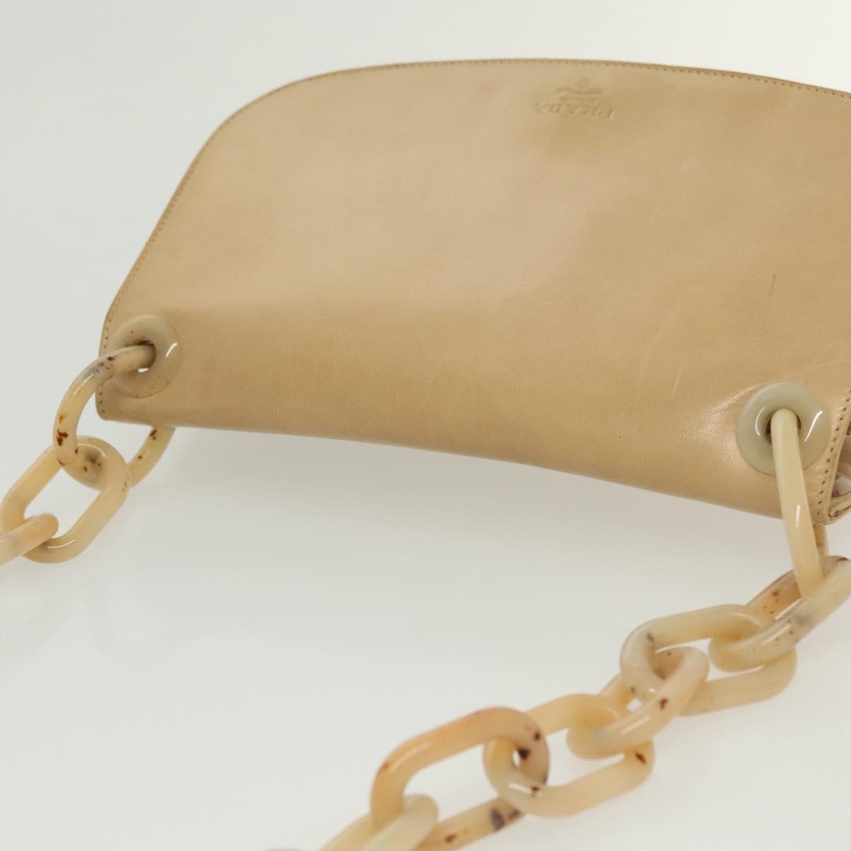 Prada PRADA Chain Shoulder Bag Leather Beige Authentic 141913