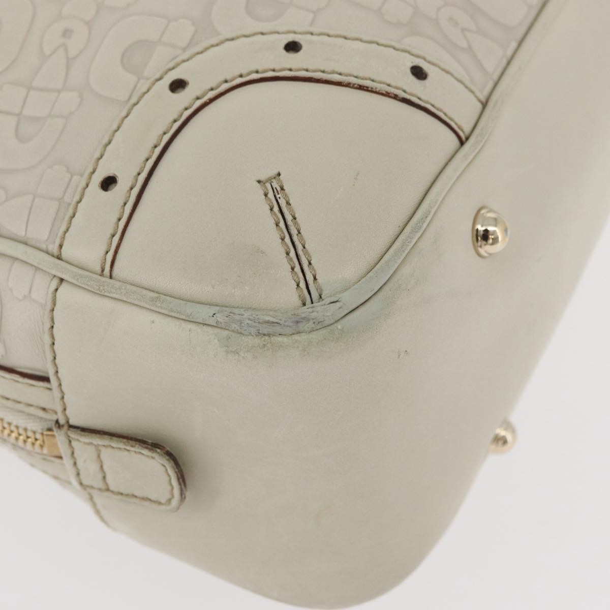 Gucci GUCCI Horsebit Hand Bag Leather White Gold 145770 Authentic bs34368