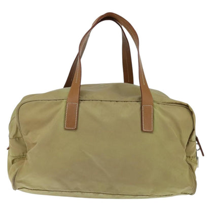 Prada PRADA Boston Bag Nylon Beige Silver Authentic bs30240
