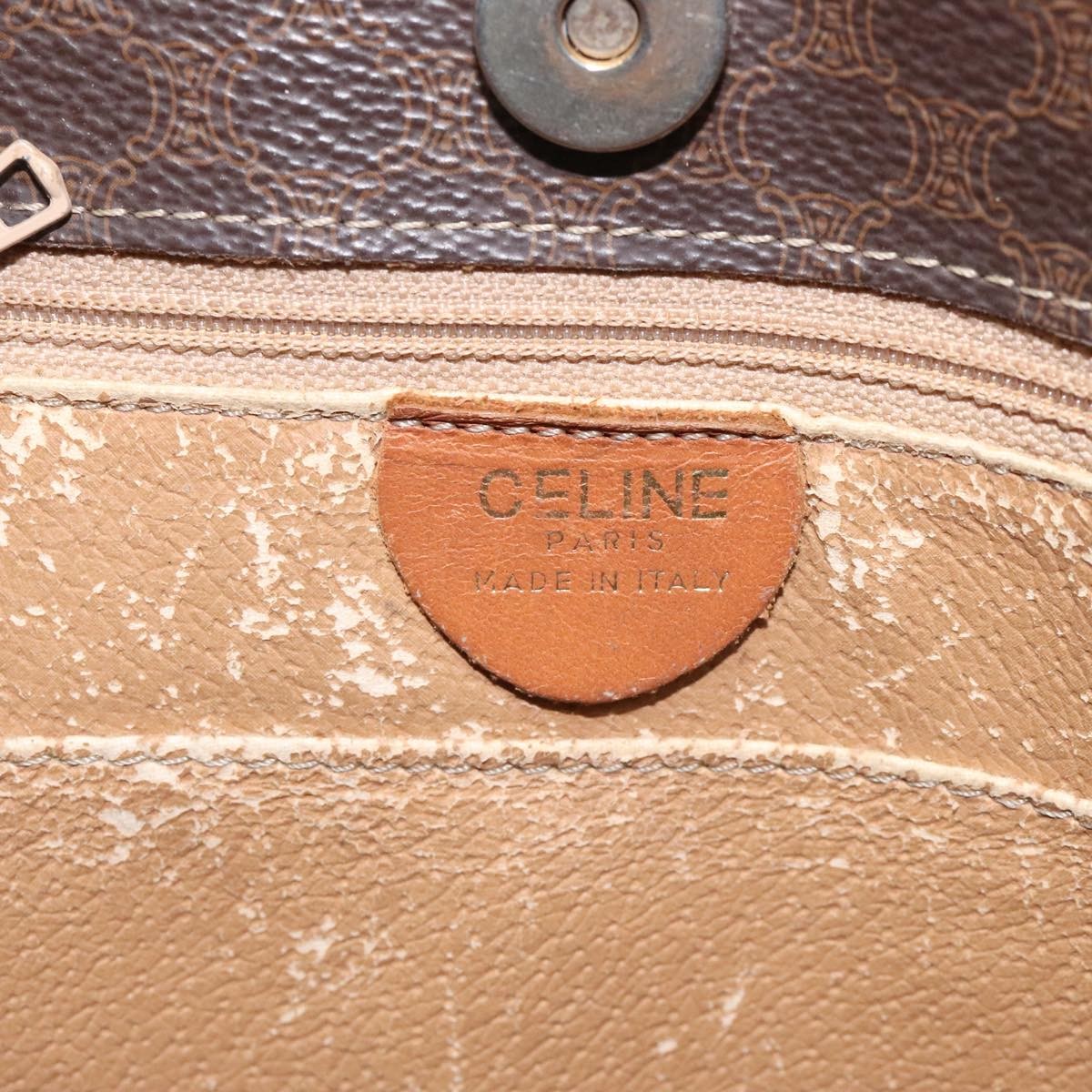 Celine CELINE Macadam Canvas Shoulder Bag PVC Leather Brown Gold Authentic 112747