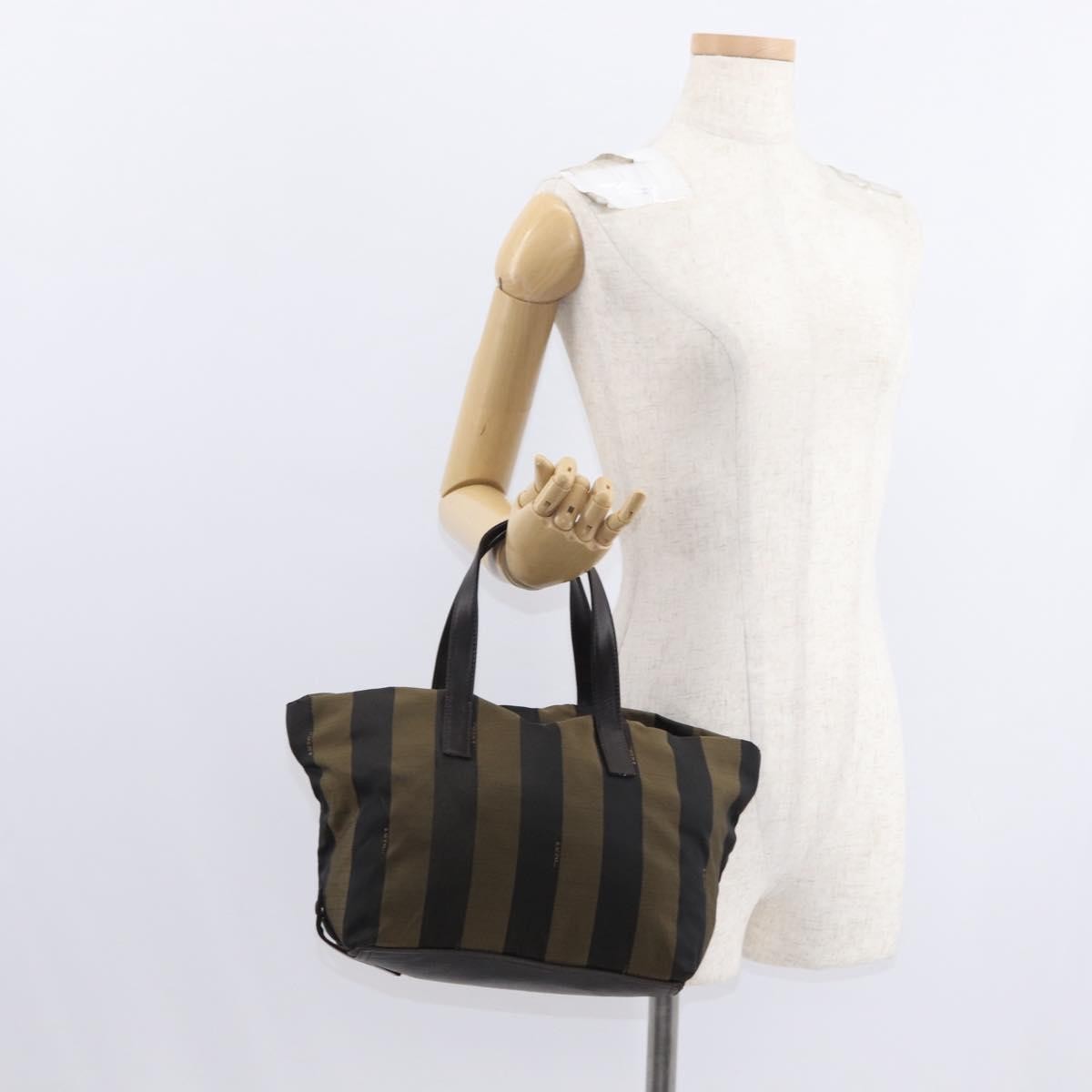 Fendi FENDI Pecan Canvas Hand Bag Black Brown Authentic ep11974