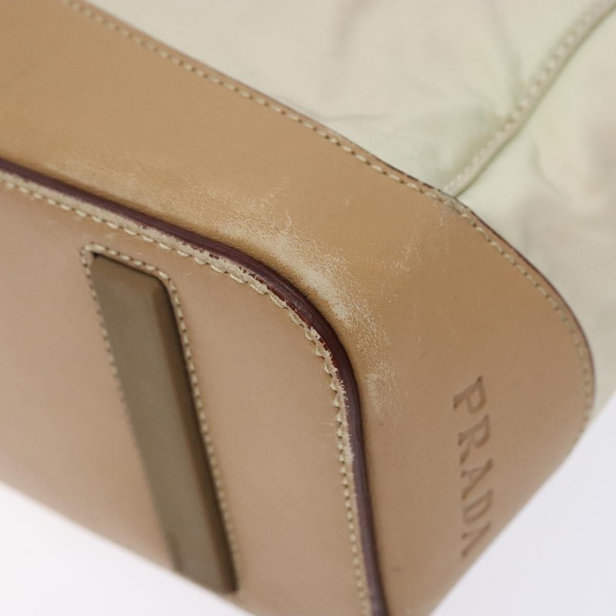 Prada PRADA Shoulder Bag Nylon Leather Beige Authentic bs29050