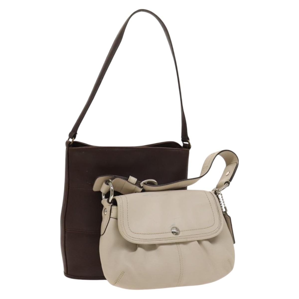 Coach Coach Shoulder Bag Leather 2 Set Brown Light Beige Authentic am8664