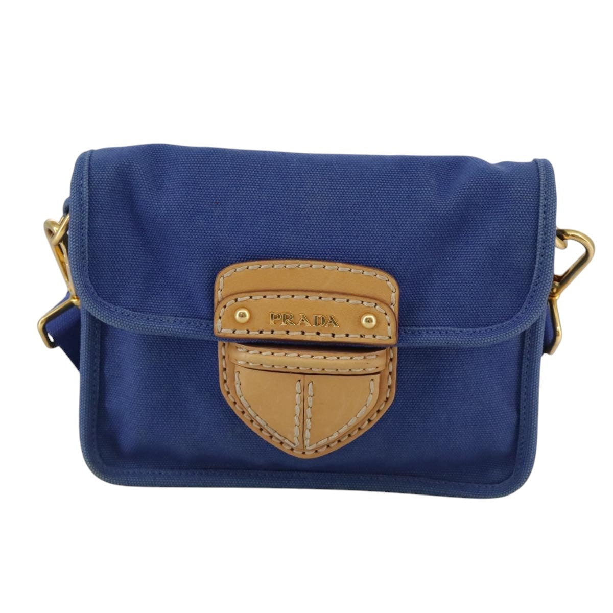 Prada PRADA Shoulder Bag Canvas Blue Authentic 111326