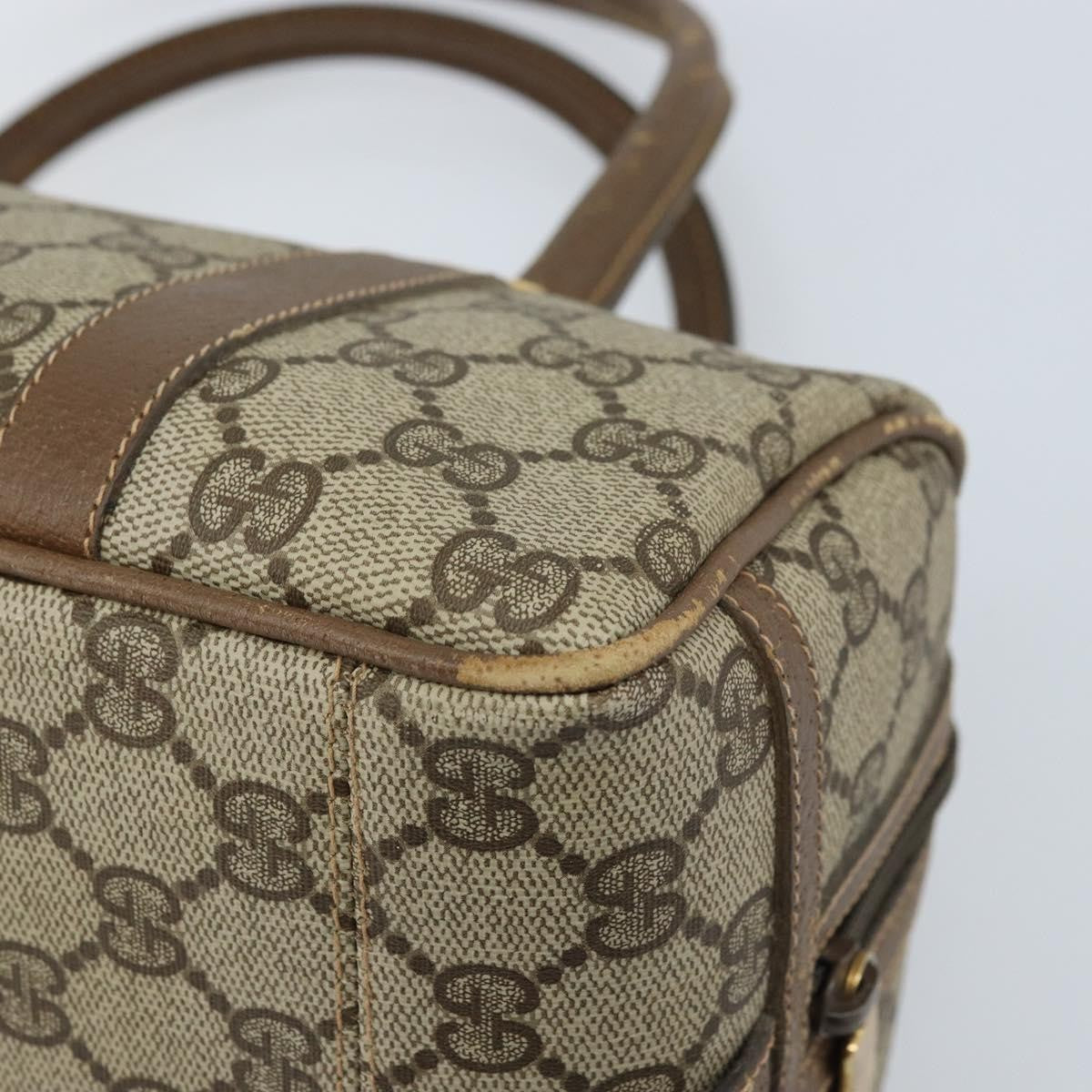 Gucci GUCCI GG Supreme Hand Bag PVC Beige Gold Authentic 173885