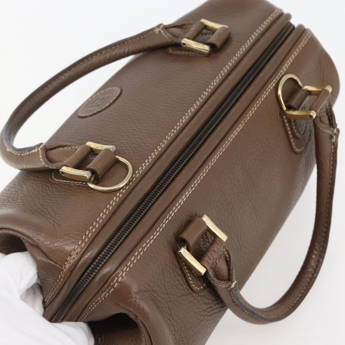 Fendi FENDI Hand Bag Leather Brown Gold Authentic kk558