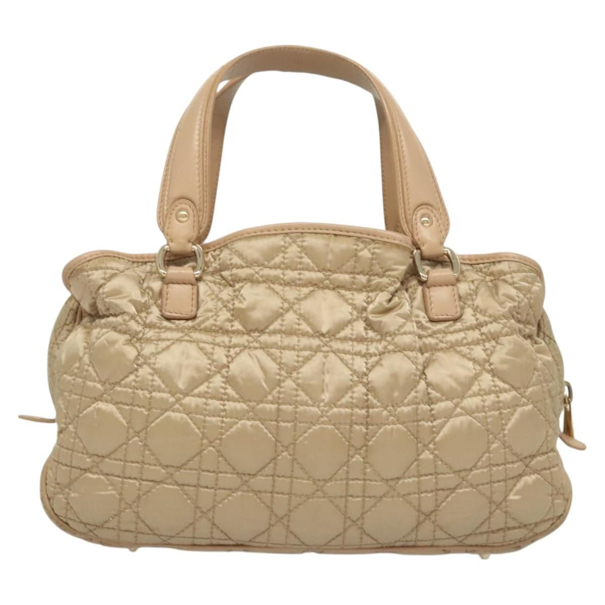 Dior Christian Dior Canage Hand Bag Nylon Beige Gold Authentic mr1376