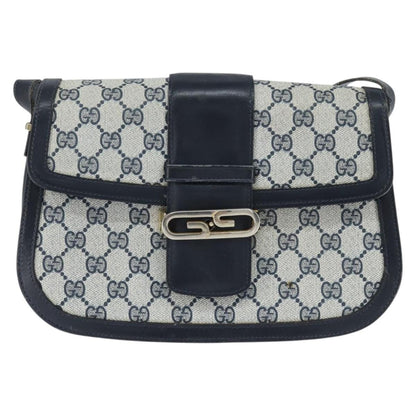 Gucci GUCCI GG Supreme Shoulder Bag PVC Navy Gold Authentic 150027