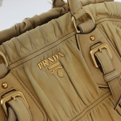 Prada PRADA Hand Bag Leather 2way Ivory Gold Authentic 173213