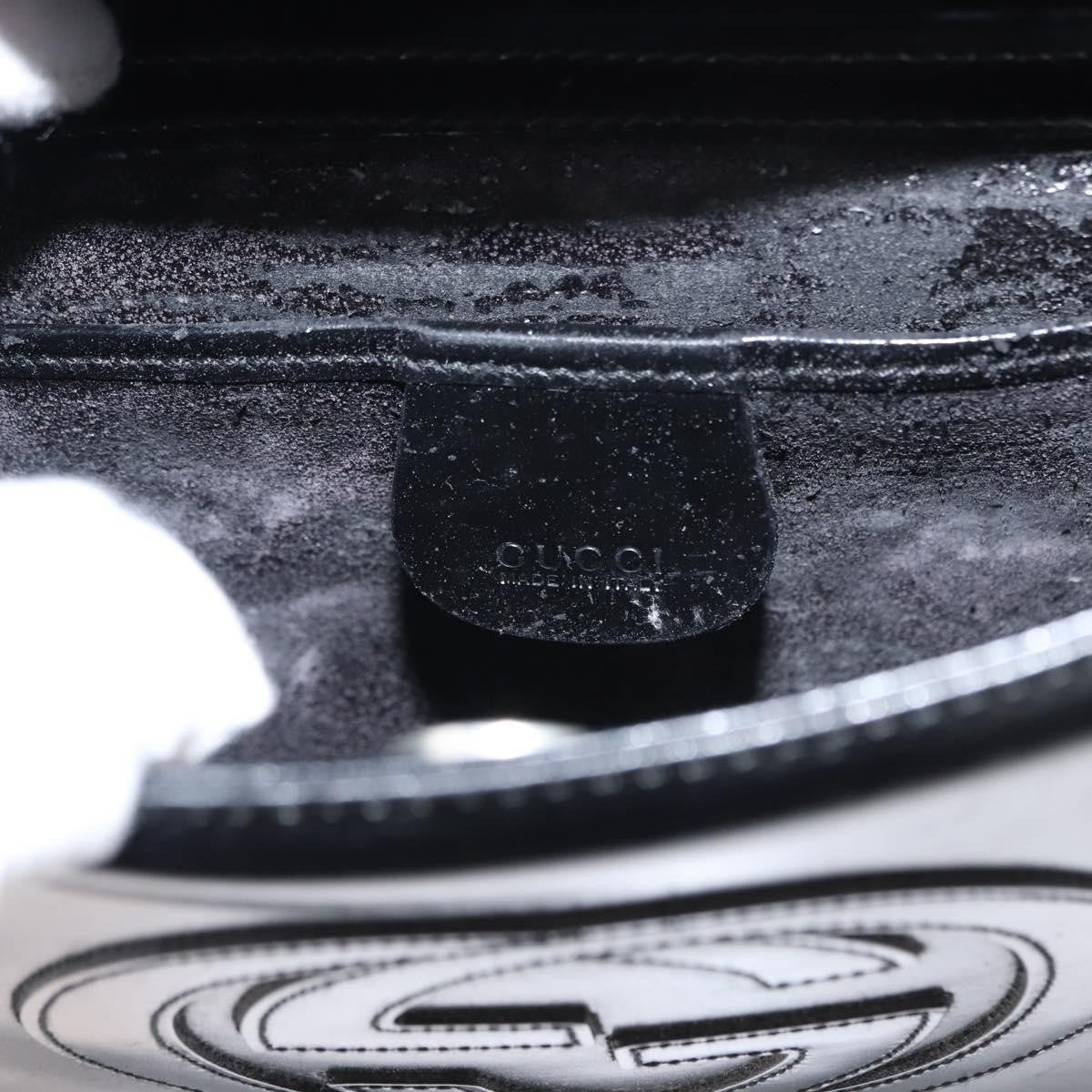 Gucci GUCCI Shoulder Bag Enamel Black Silver Authentic fm4926