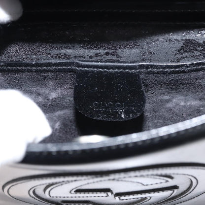 Gucci GUCCI Shoulder Bag Enamel Black Silver Authentic fm4926