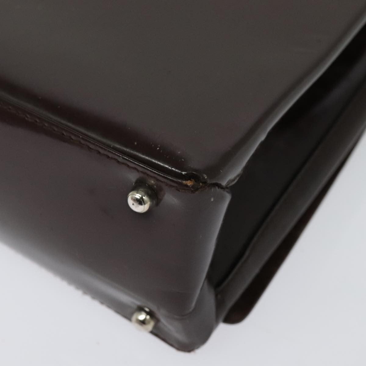 Gucci GUCCI Shoulder Bag Patent leather Brown Silver 002 2046 0433 Authentic bs26623