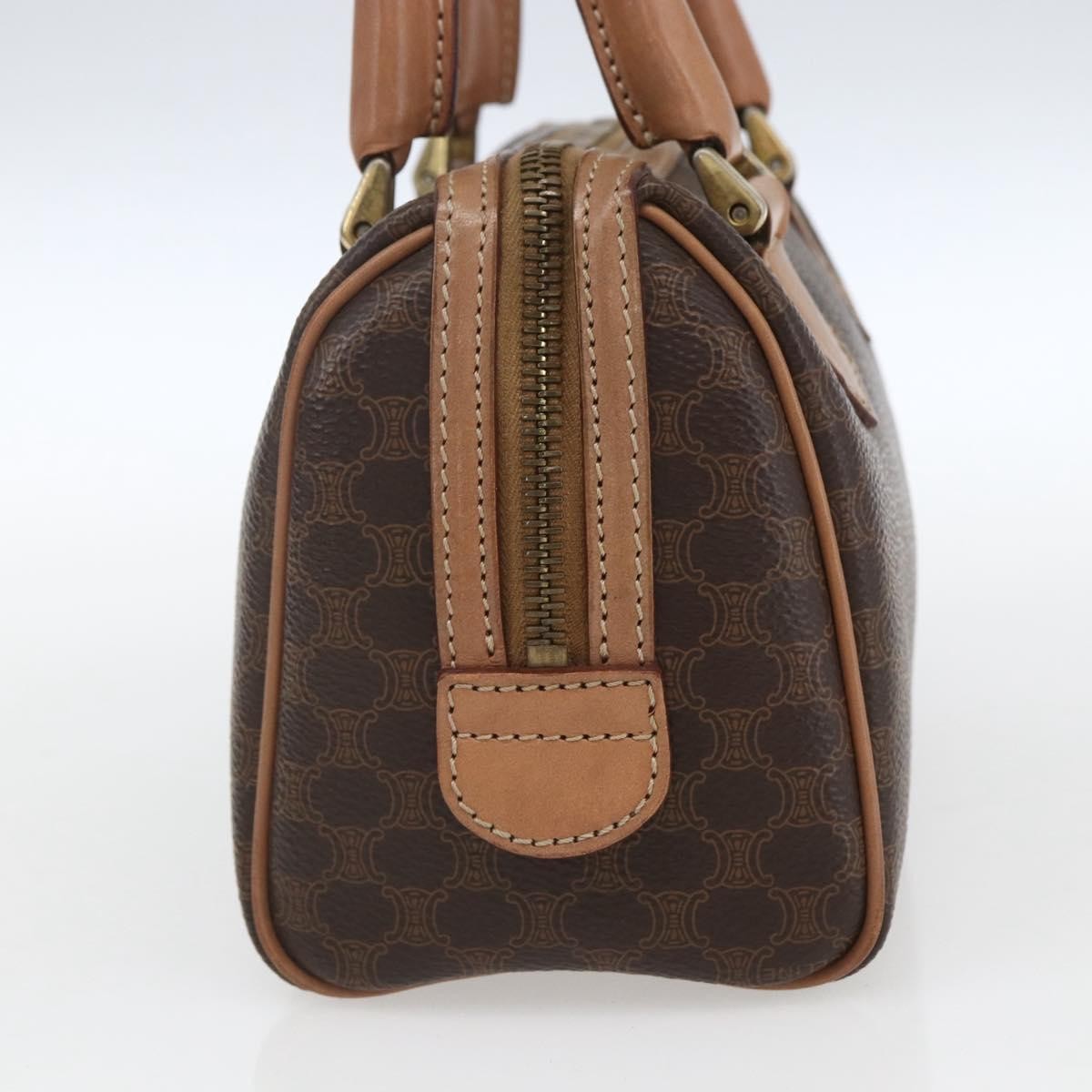 Celine CELINE Macadam Canvas Mini Hand Bag PVC Leather Brown Gold Authentic mr1952