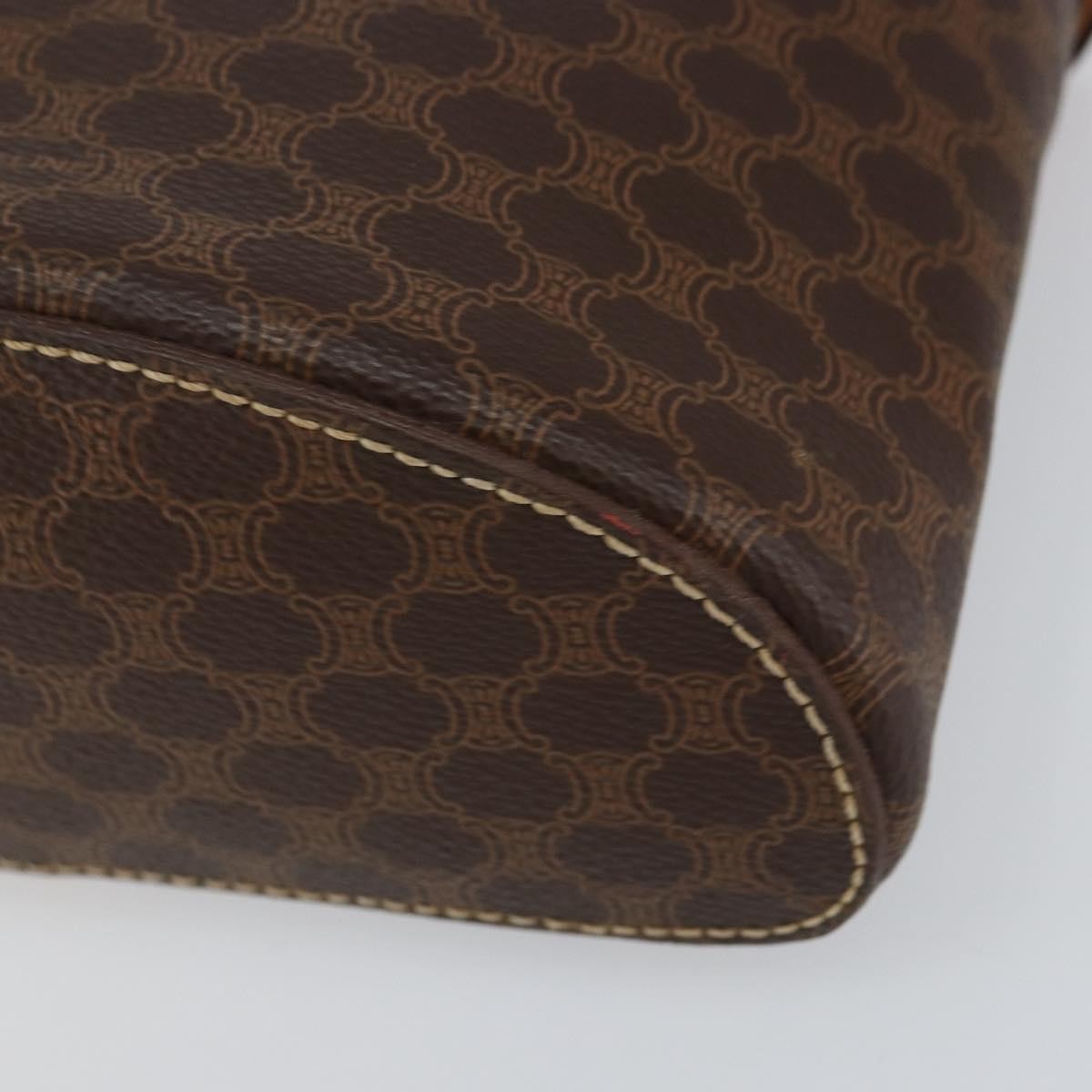Celine CELINE Macadam Canvas Hand Bag PVC Leather Brown Gold Authentic 153900