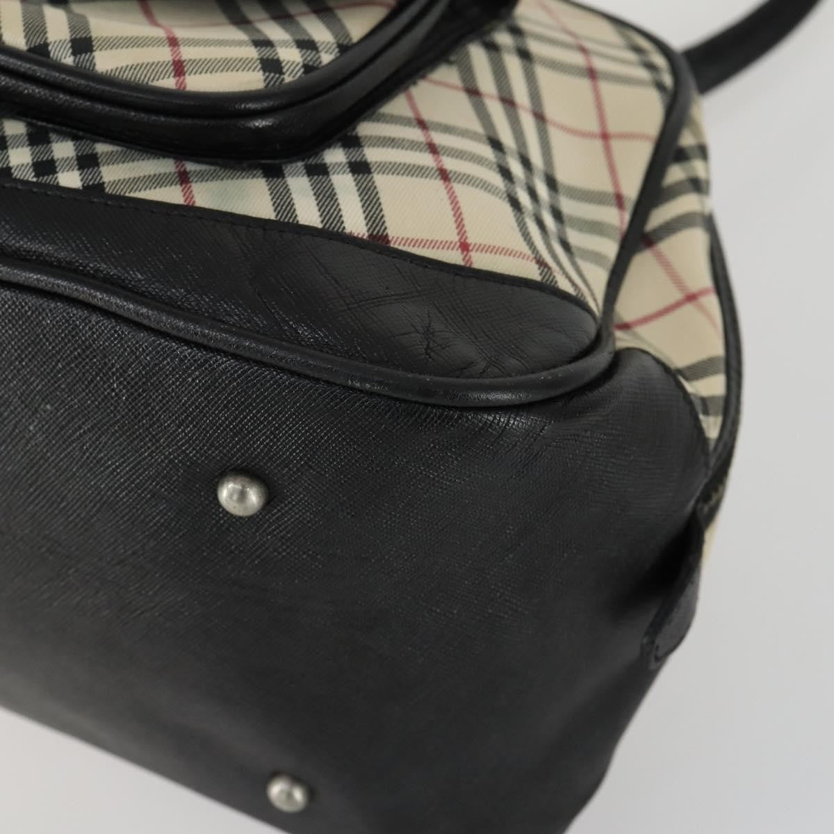 Burberry BURBERRY Nova Check Boston Bag Canvas Leather 2 Set Beige Authentic bs31977
