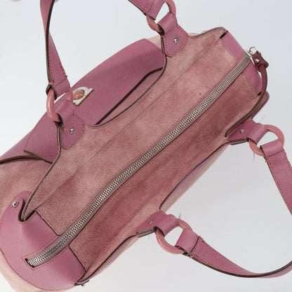 Salvatore Ferragamo Salvatore Ferragamo Gancini Hand Bag Suede Leather Pink Silver Authentic bs30801